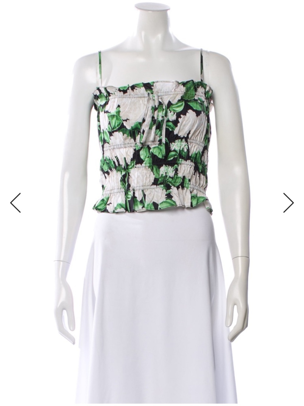 Hill House Floral Smocked Cami in Black, Green and White
